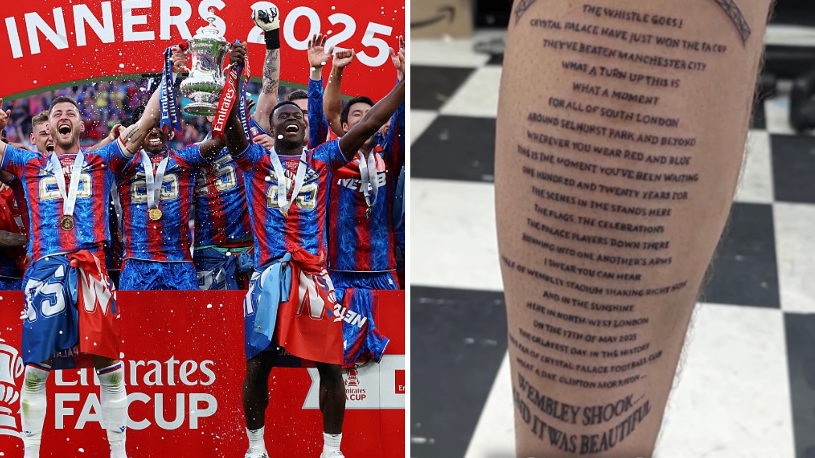 Crystal Palace Fan Immortalizes Historic FA Cup Triumph with John Murray's Iconic Commentary Tattoo
