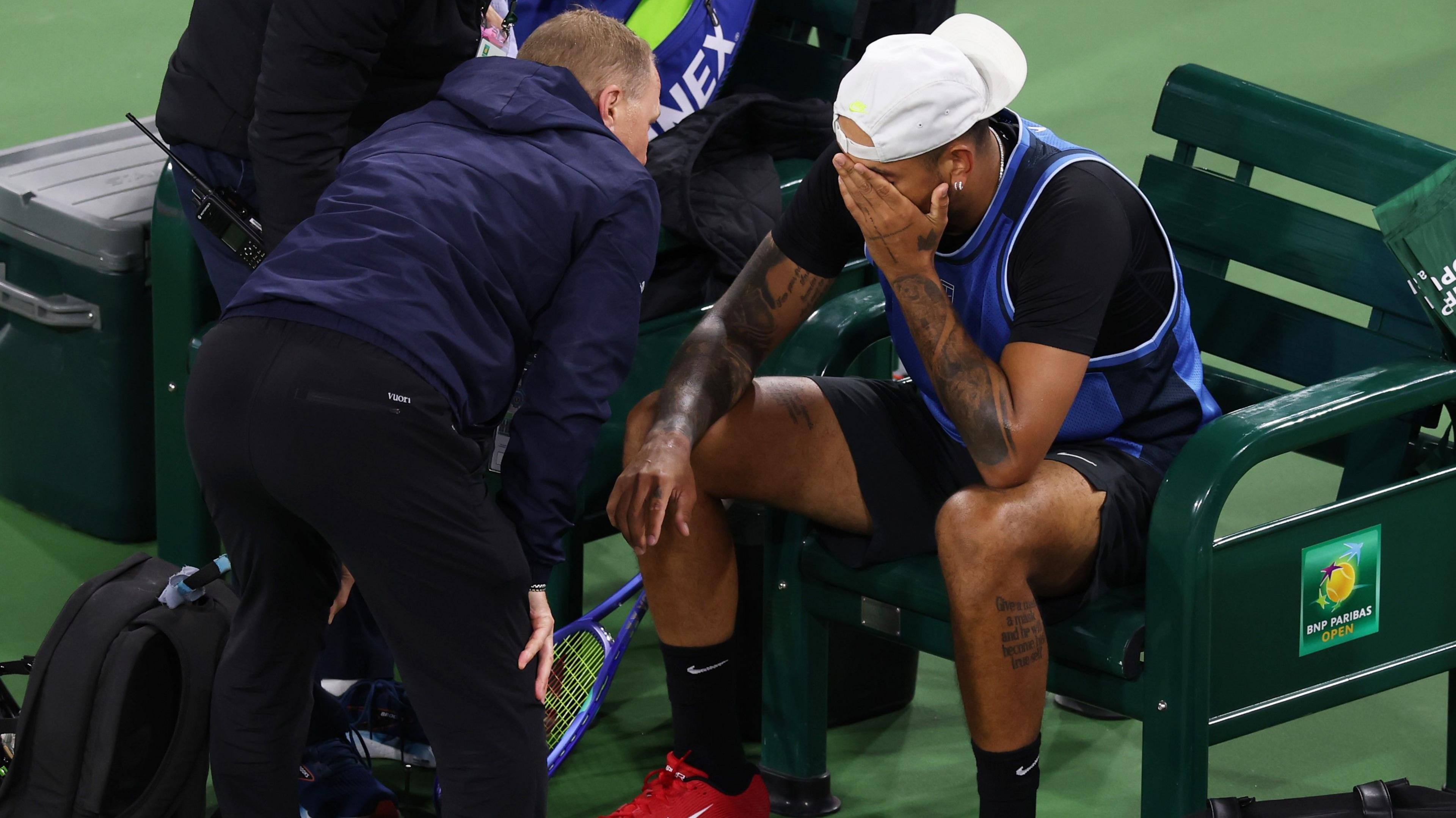 Emotional Kyrgios Forced to Retire Due to Wrist Injury at Indian Wells, Raising Doubts About Future Comeback